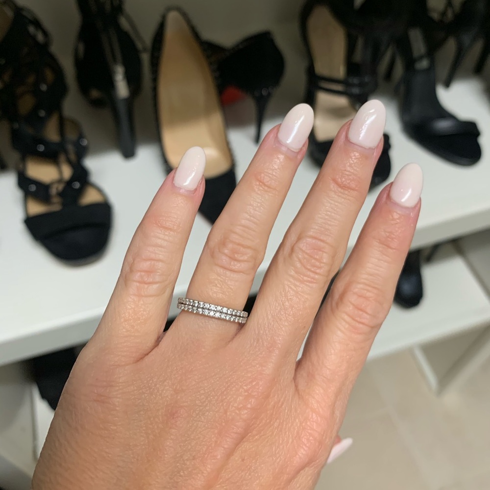 Two row Diamond Band- size 4 14k White Gold